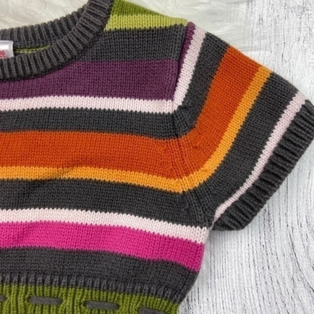 Gymboree Knit Sweater Dress Girls Size 5 Multi Color Stripe Short Sleeve